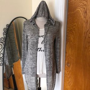 Cardigan sweater with hoodie